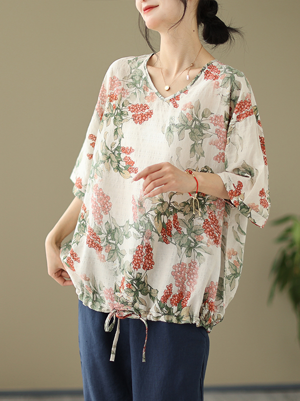تي شيرت صيفي فضفاض من القطن وا - مراجعة Short Linen Drawstring وسعره