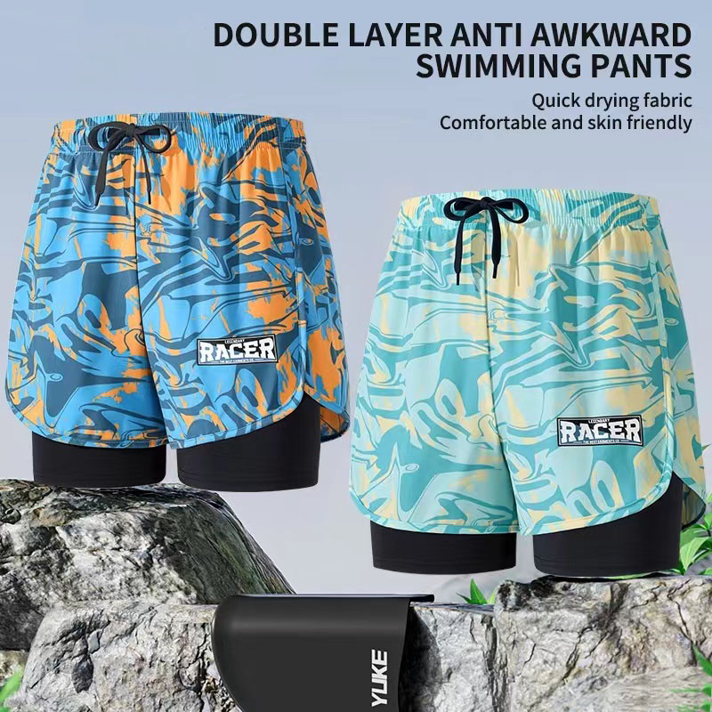 سروال سباحة مزدوج الطبقة للرجا - مراجعة Swim Trunk Quick Dry وسعره