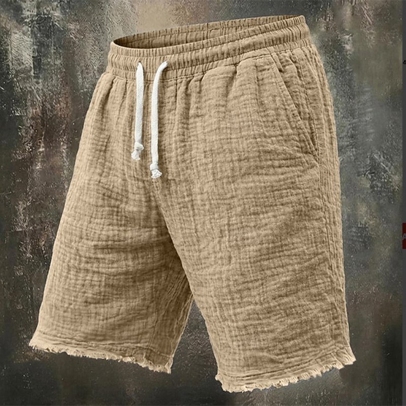 شورت كتان ممزق أنيق للرجال، شو - مراجعة Short Linen Drawstring وسعره