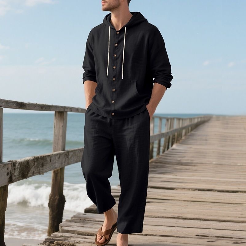 طقم شاطئ رجالي من الكتان، قميص - مراجعة Linen Shirt Breathable وسعره